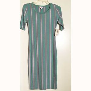 LuLaRoe Julia Dress  Stripe Print  Size XSM (NWT)